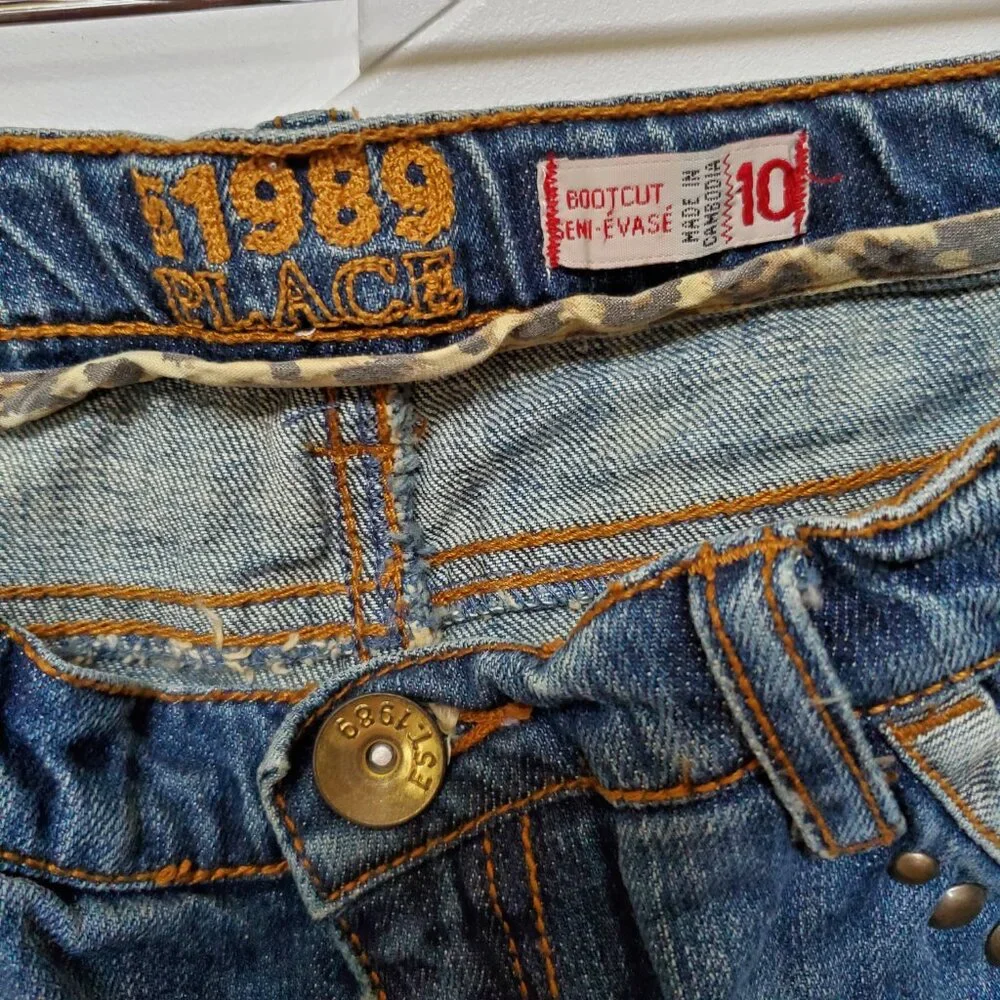 Bootcut embroidered floral studded unique jeans embellished